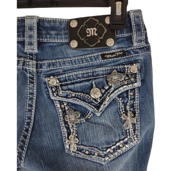 Miss Me Jeans JP5533B Boot Cut Size 28X28 DK 133 Cross Flap Pockets Low Rise - Picture 11 of 15